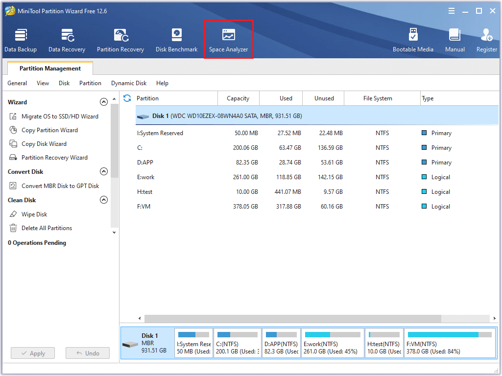 select Space Analyzer