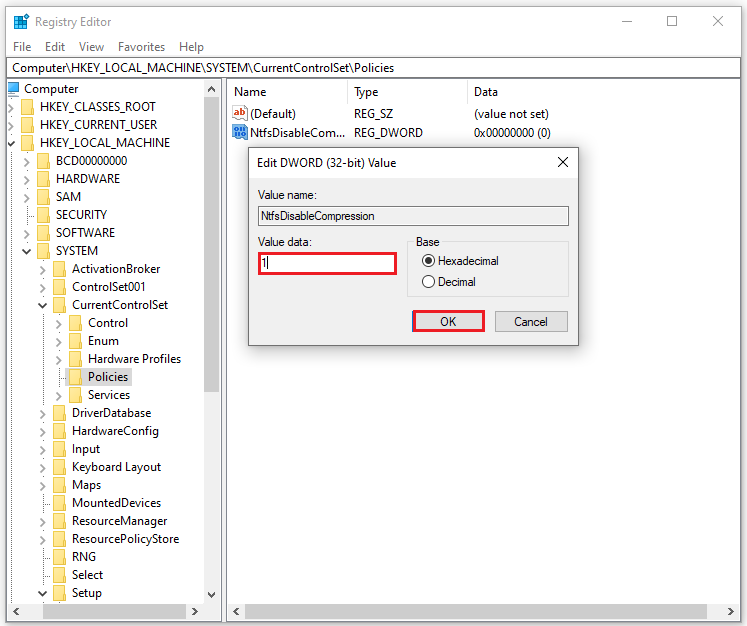 change the Value data to 1