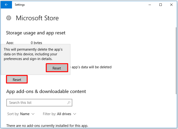 reset Microsoft Store