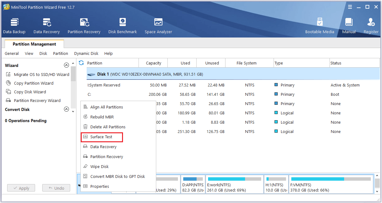 select Surface Test