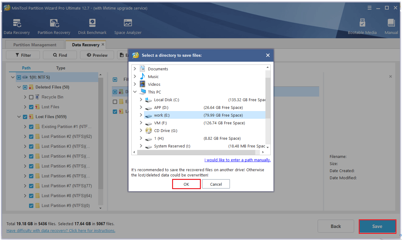save the data to another drive