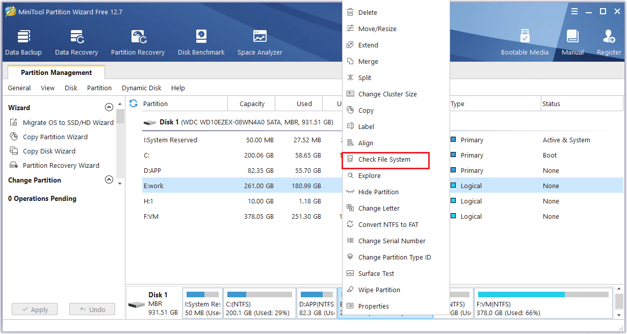 select Check File System