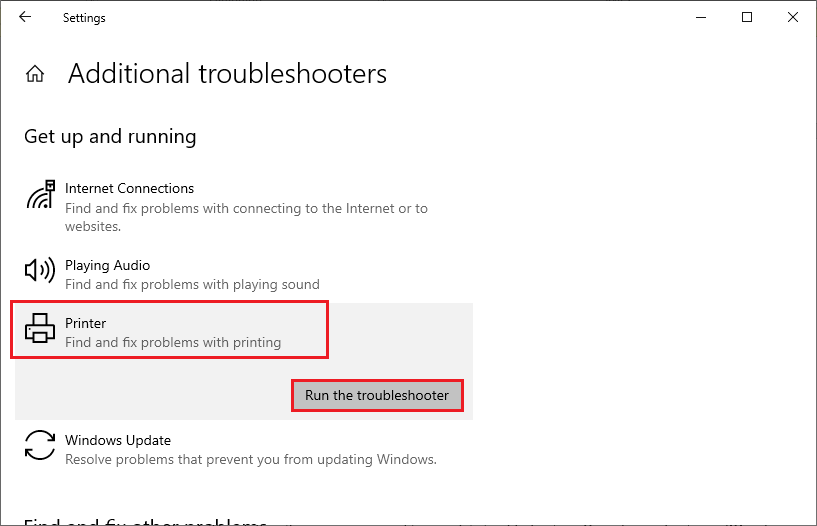 select Run the troubleshooter