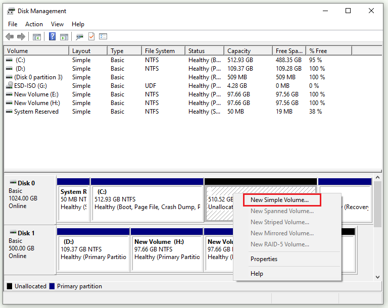 select New Simple Volume