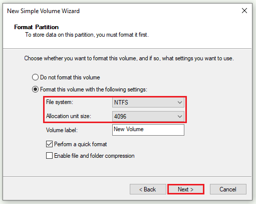 create a new partition