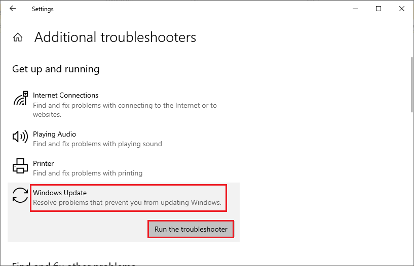 select Run this troubleshooter