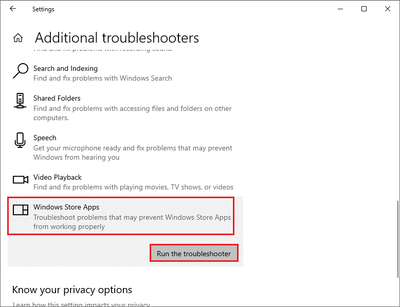 select Run the troubleshooter