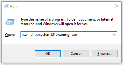 open Disk Cleanup via the Run utility