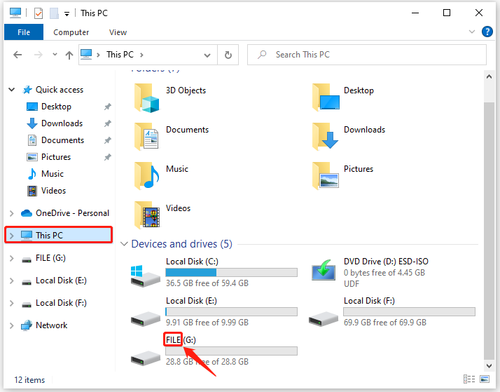 Check the volume label in File Explorer