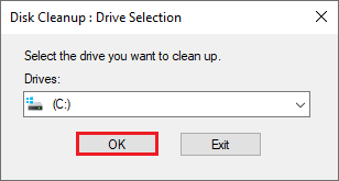 select your drive to run Disk Cleanup