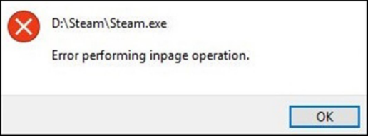 Error performing inpage operation