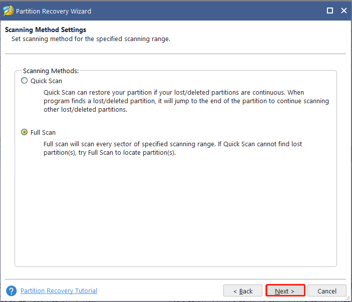 set scanning method