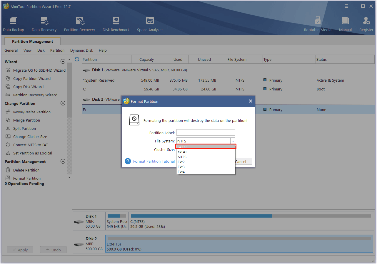 select a file system