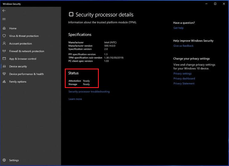Security process details