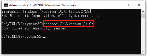 repair BCD files in CMD