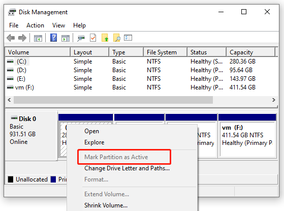 Mark Partition as Active
