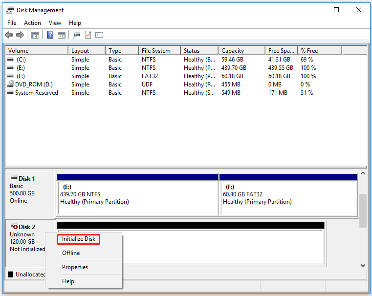 initialize disk
