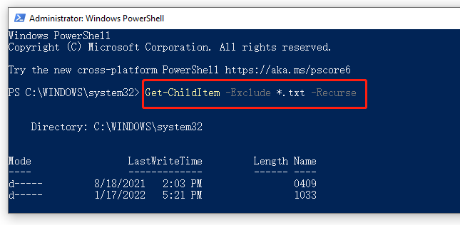 PowerShell find files exclude txt files