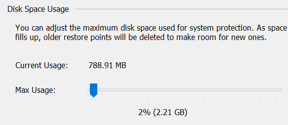 System Restore taking up too much space