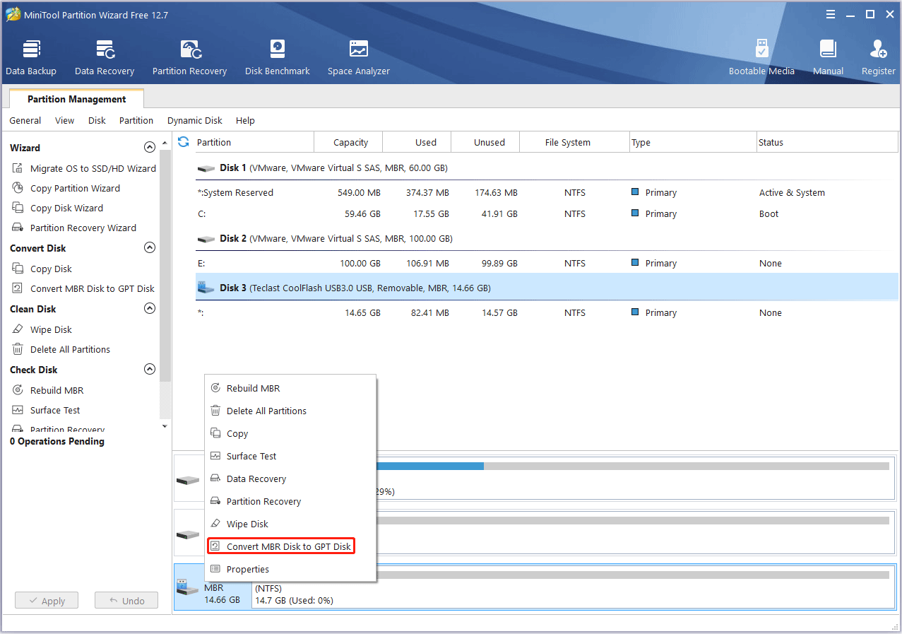 Convert MBR Disk to GPT Disk