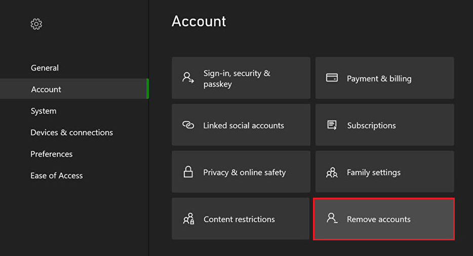 Select Remove accounts