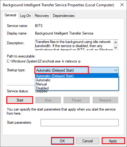 restart the Background Intelligent Transfer Services