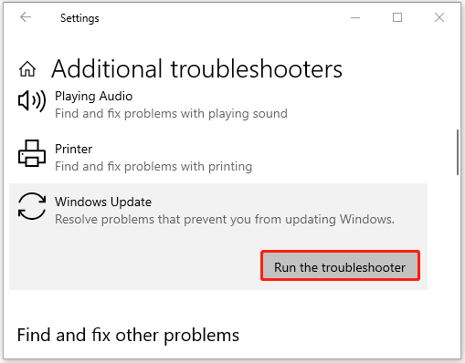 Chạy công cụ sửa lỗi Windows Update