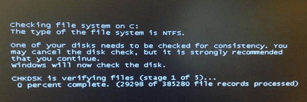 Chkdsk.exe chạy mỗi khi khởi động
