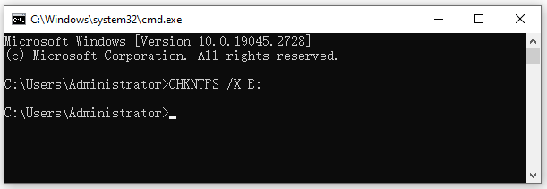 run CHKDSK X