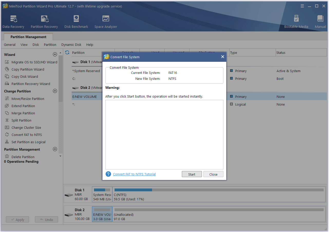 convert FAT16 to NTFS