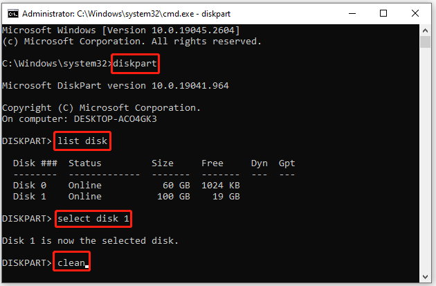 Clean the disk