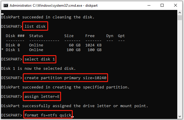 Create a new partition