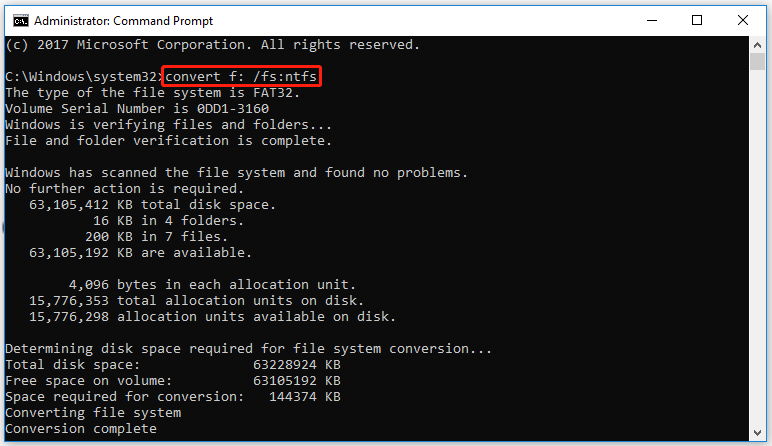 convert to NTFS