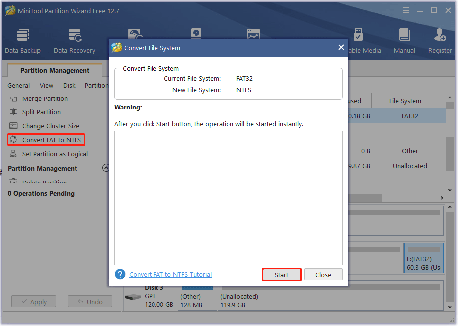convert FAT32 to NTFS