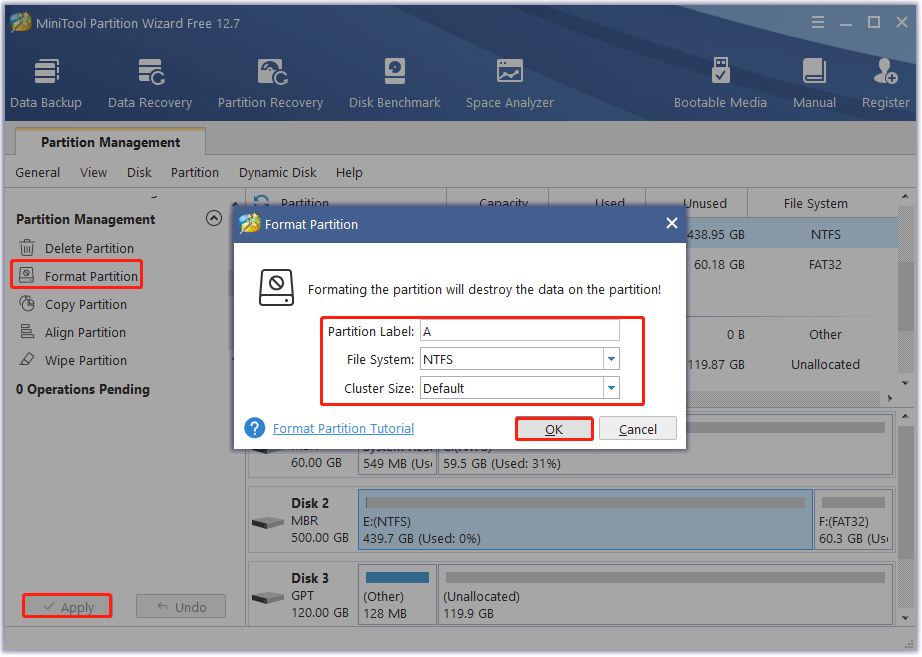 Format Partition with MiniTool Partition Wizard