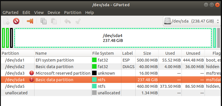 GParted unable to resize NTFS partition