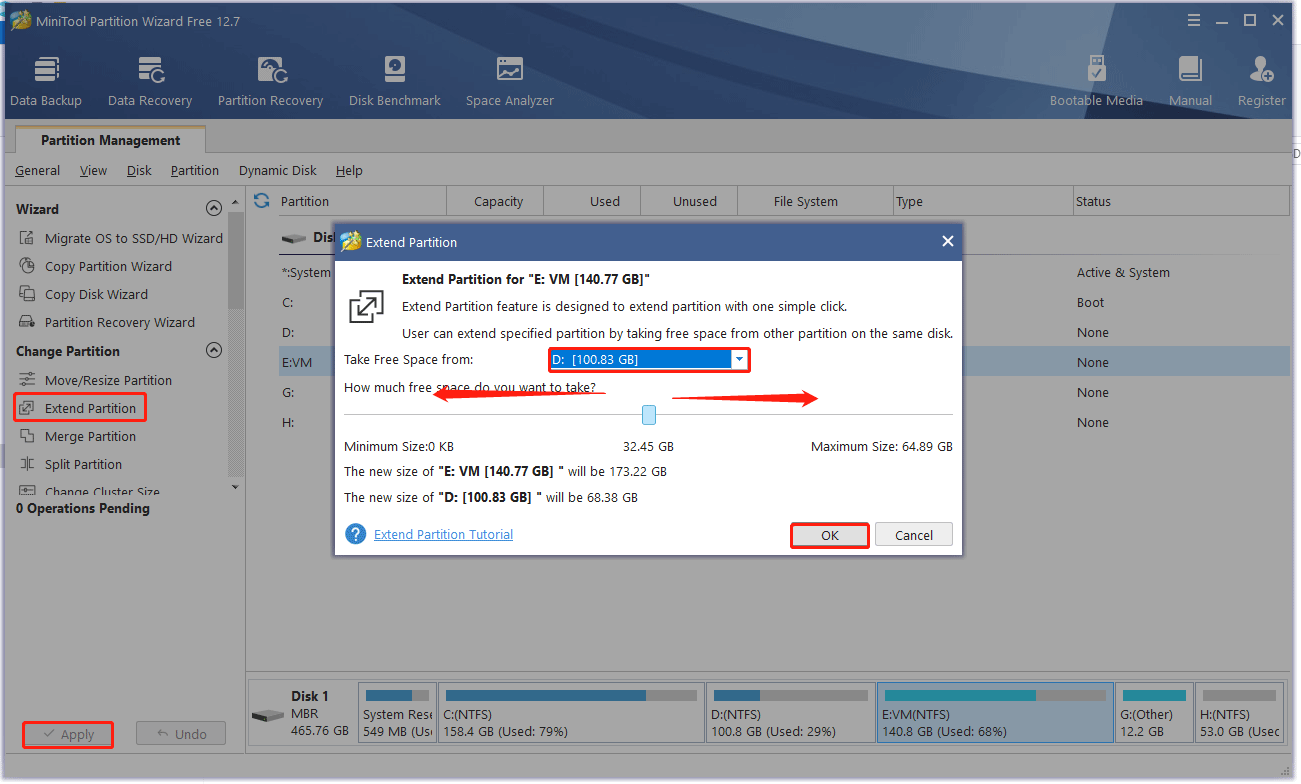 Extend Partition with MiniTool Partition Wizard