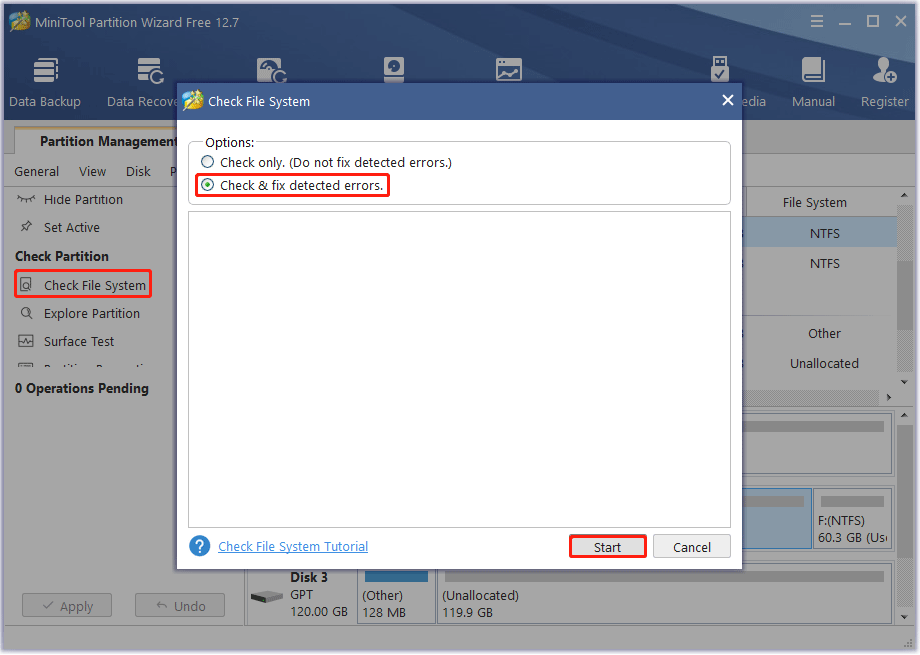 Kiểm tra hệ thống tập tin với MiniTool Partition Wizard