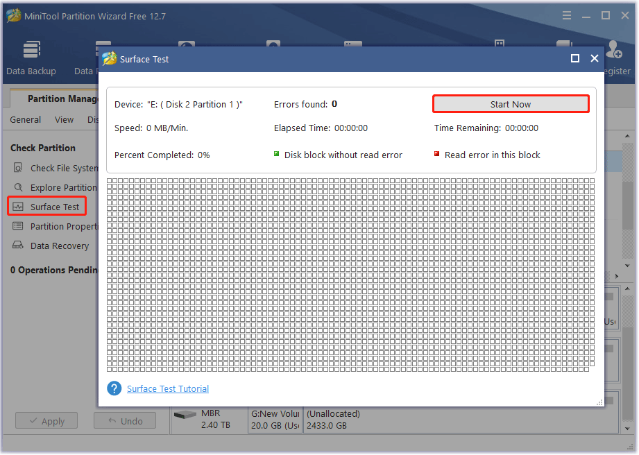 Surface Test with MiniTool Partition Wizard