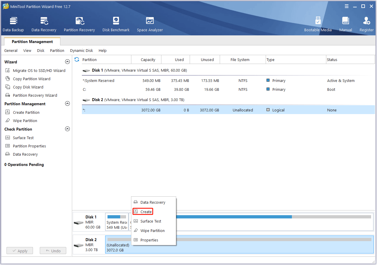 create a partition