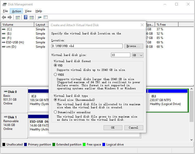 create a VHD