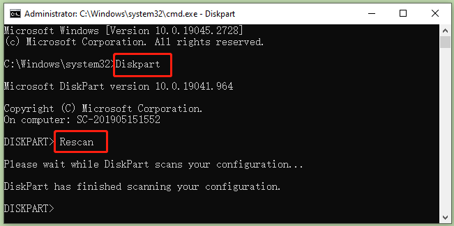 run scan command