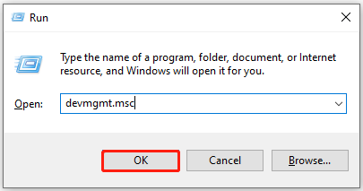 open Device Manager from the Run window