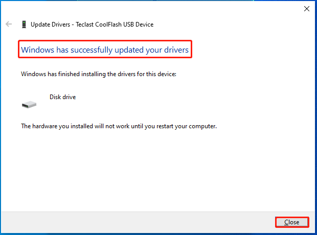 complete the update operation