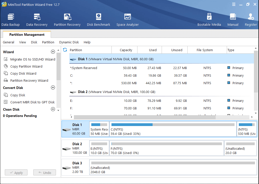 The app interface