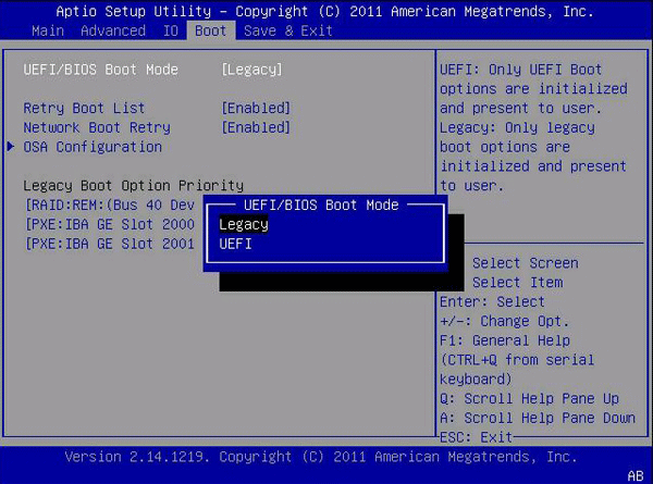 change PC boot mode