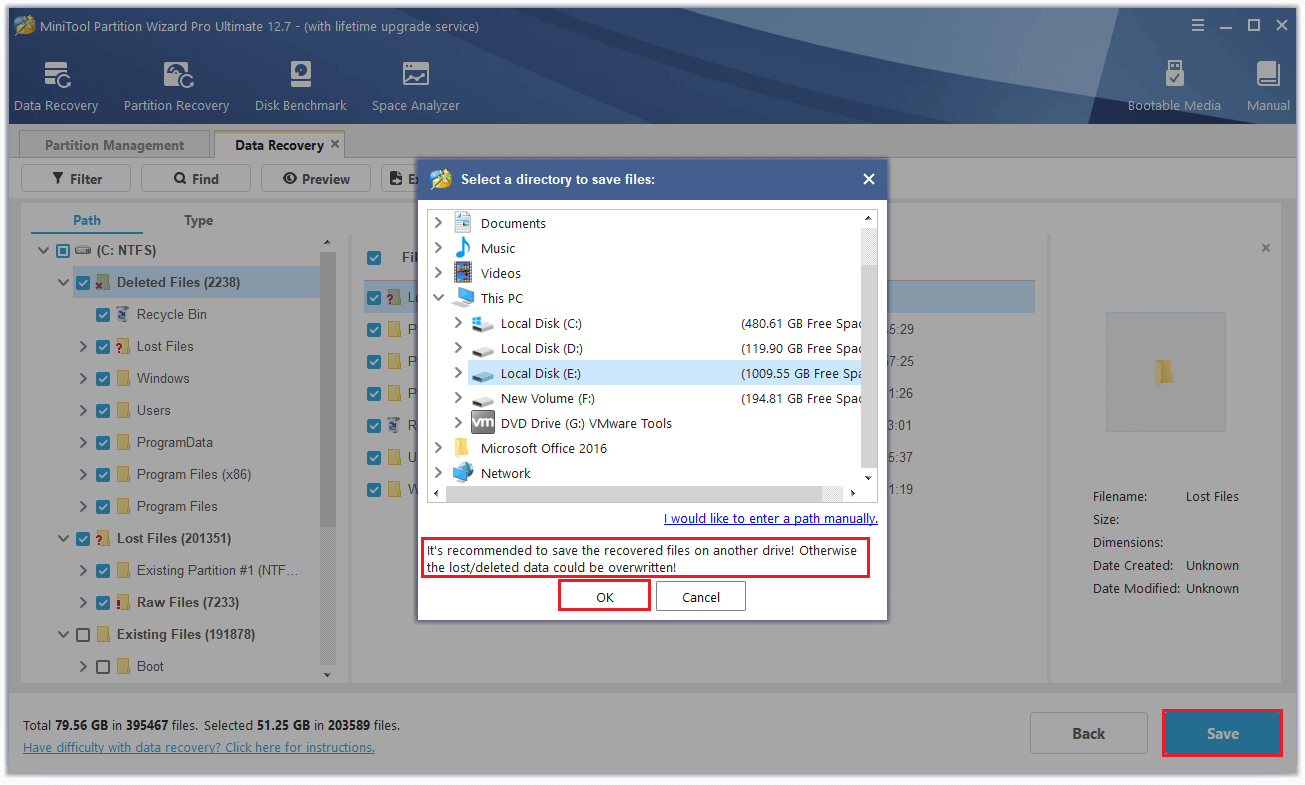 recover the lost data