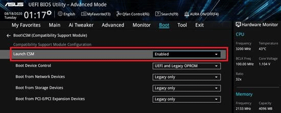 enable CSM