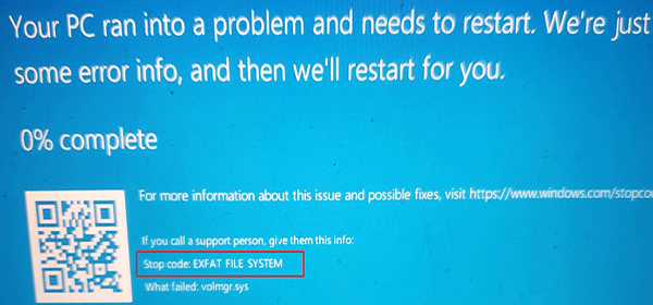 file system check exit code is 1 exfat