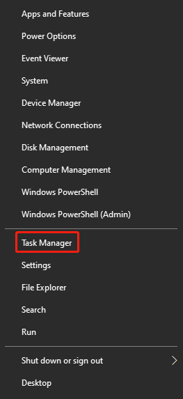 open Task Manager from the Start menu